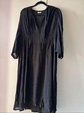 uniqlo u pleated dress Women's Chiffon Pleated 3/4-Sleeve Dress